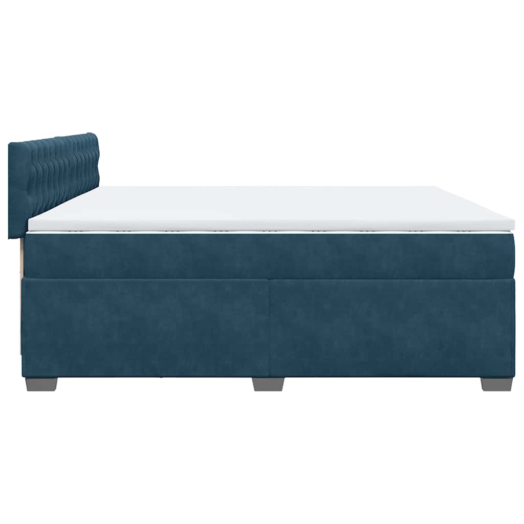 vidaXL Κρεβάτι Boxspring με Στρώμα Μπλε 200x200 εκ. Βελούδινο