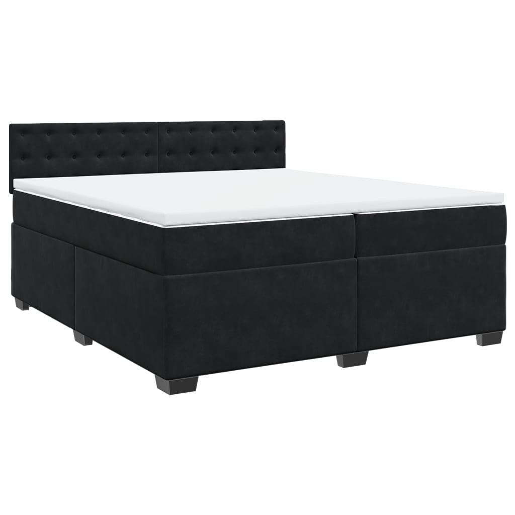 vidaXL Κρεβάτι Boxspring με Στρώμα Μαύρο 200x200 εκ. Βελούδινο