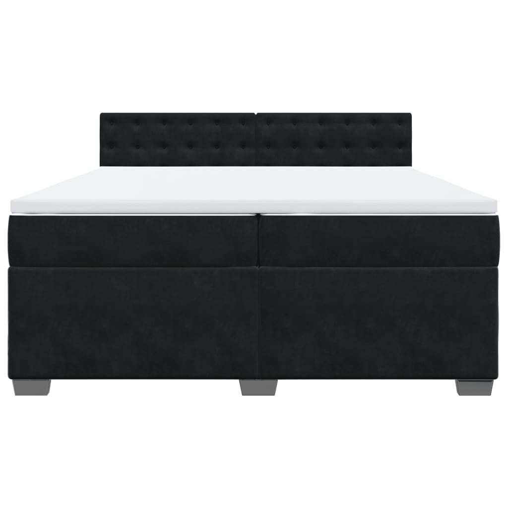 vidaXL Κρεβάτι Boxspring με Στρώμα Μαύρο 200x200 εκ. Βελούδινο