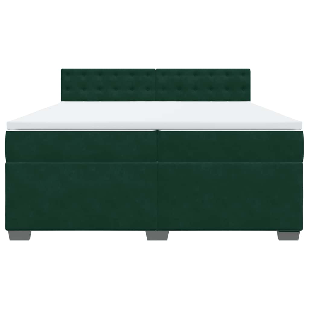 vidaXL Κρεβάτι Boxspring με Στρώμα Σκούρο Πράσινο 200x200εκ. Βελούδινο