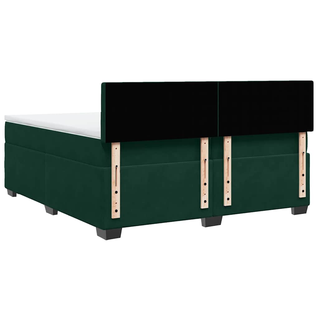 vidaXL Κρεβάτι Boxspring με Στρώμα Σκούρο Πράσινο 200x200εκ. Βελούδινο