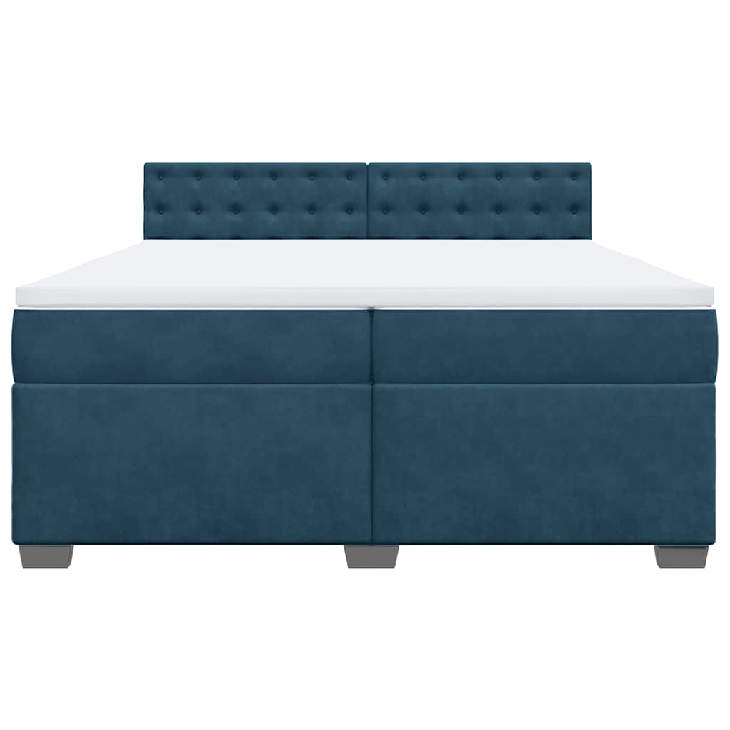 vidaXL Κρεβάτι Boxspring με Στρώμα Μπλε 200x200 εκ. Βελούδινο