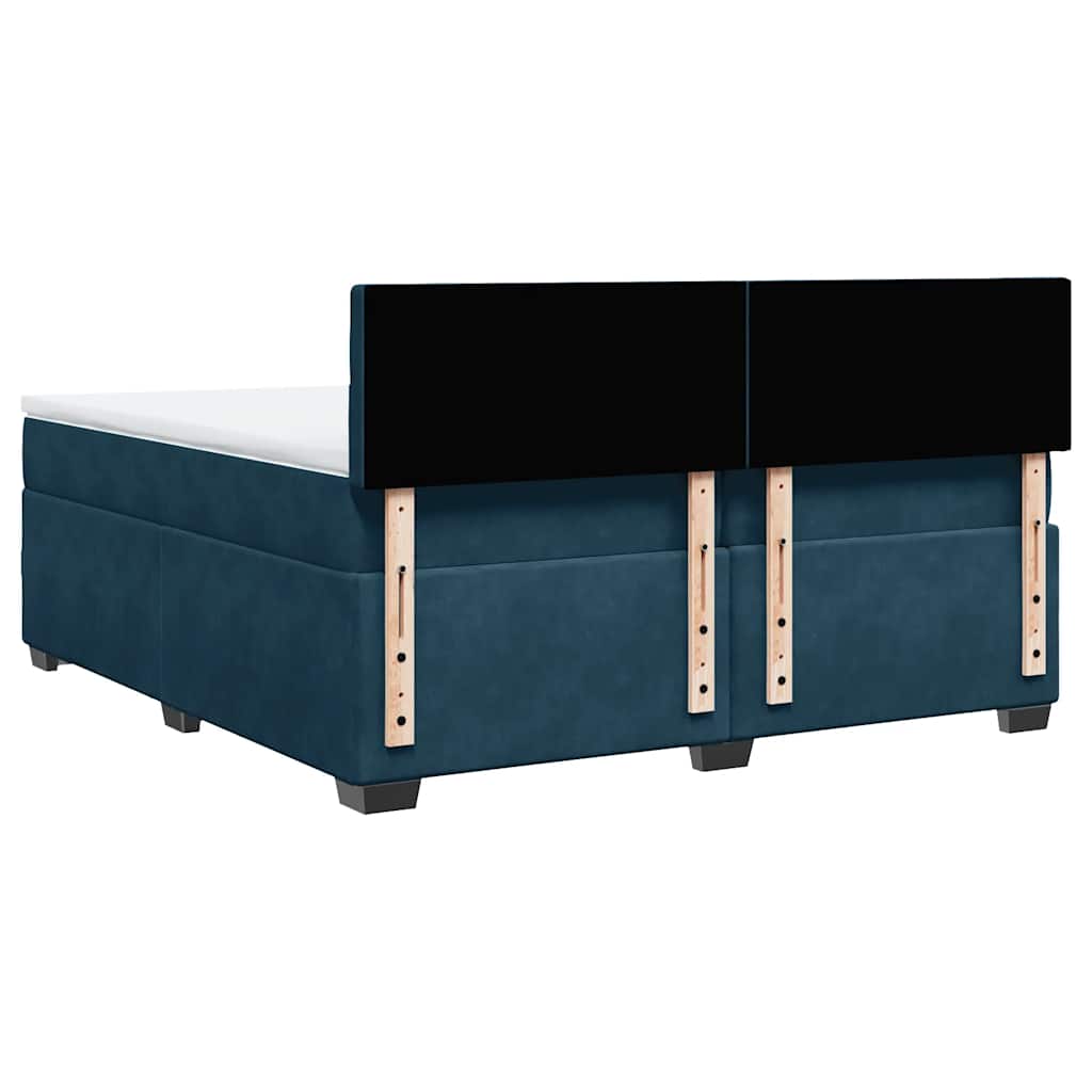 vidaXL Κρεβάτι Boxspring με Στρώμα Μπλε 200x200 εκ. Βελούδινο