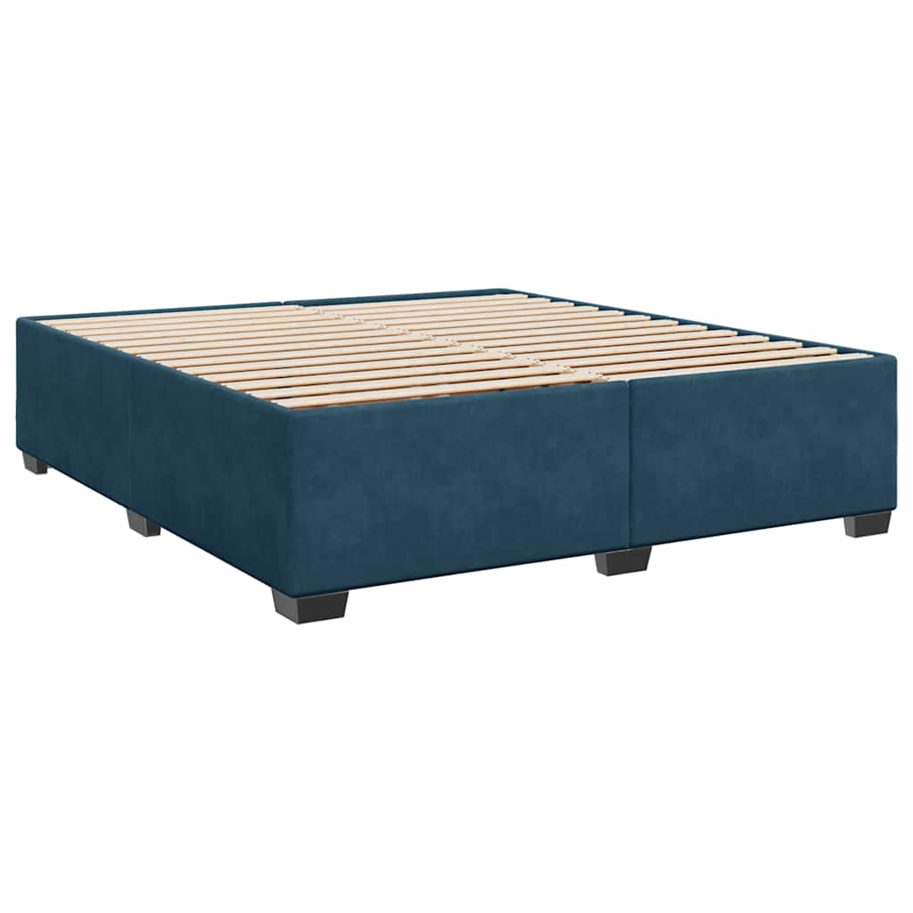 vidaXL Κρεβάτι Boxspring με Στρώμα Μπλε 200x200 εκ. Βελούδινο