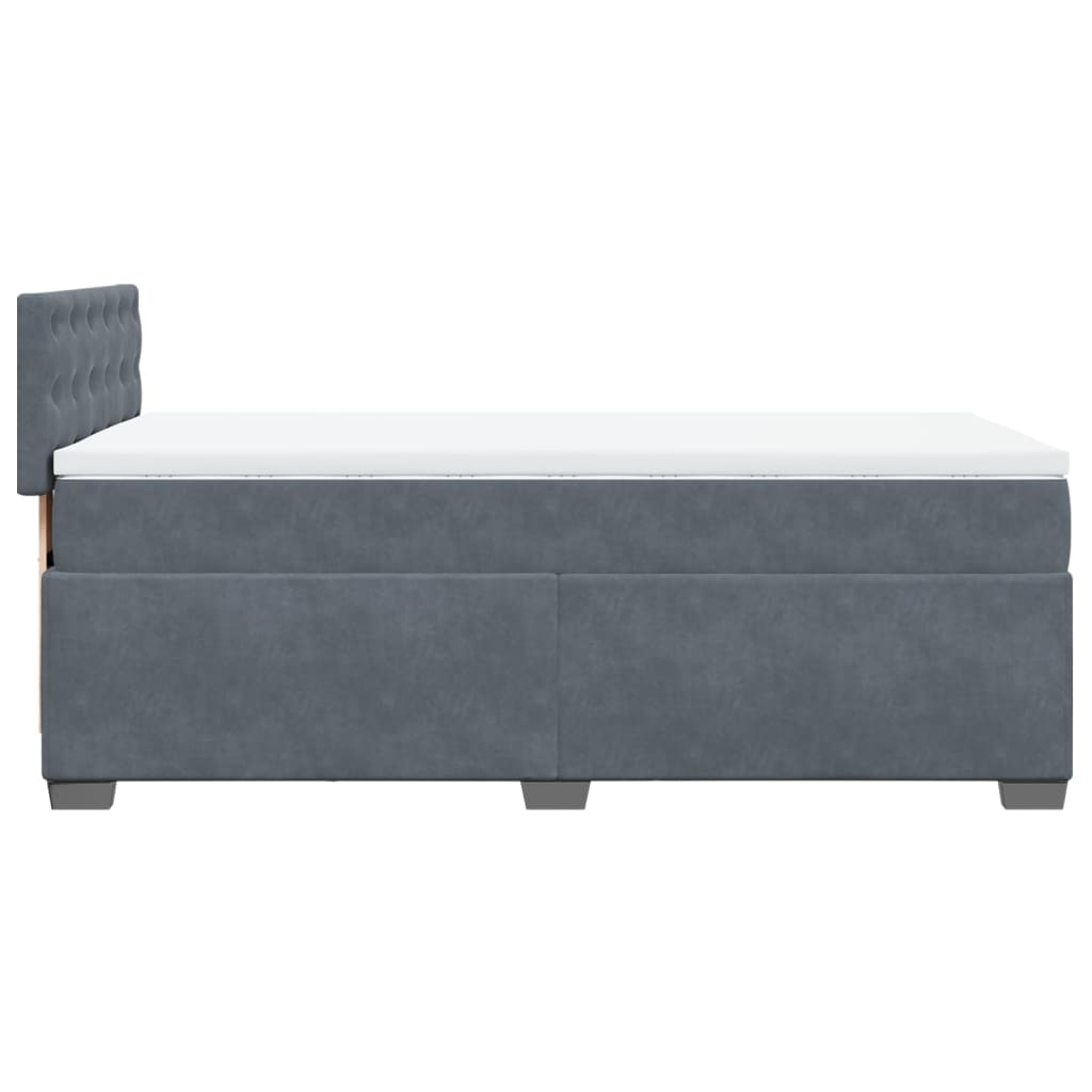 vidaXL Κρεβάτι Boxspring με Στρώμα Σκούρο Γκρι Single Βελούδινο