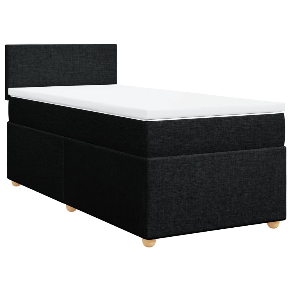 vidaXL Κρεβάτι Boxspring με Στρώμα Μαύρο 80 x 200 εκ. Υφασμάτινο