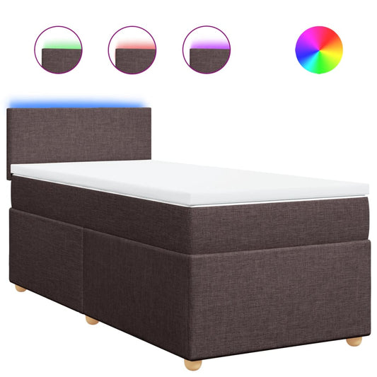 vidaXL Κρεβάτι Boxspring με Στρώμα Σκούρο Καφέ 80x200 εκ. Υφασμάτινο