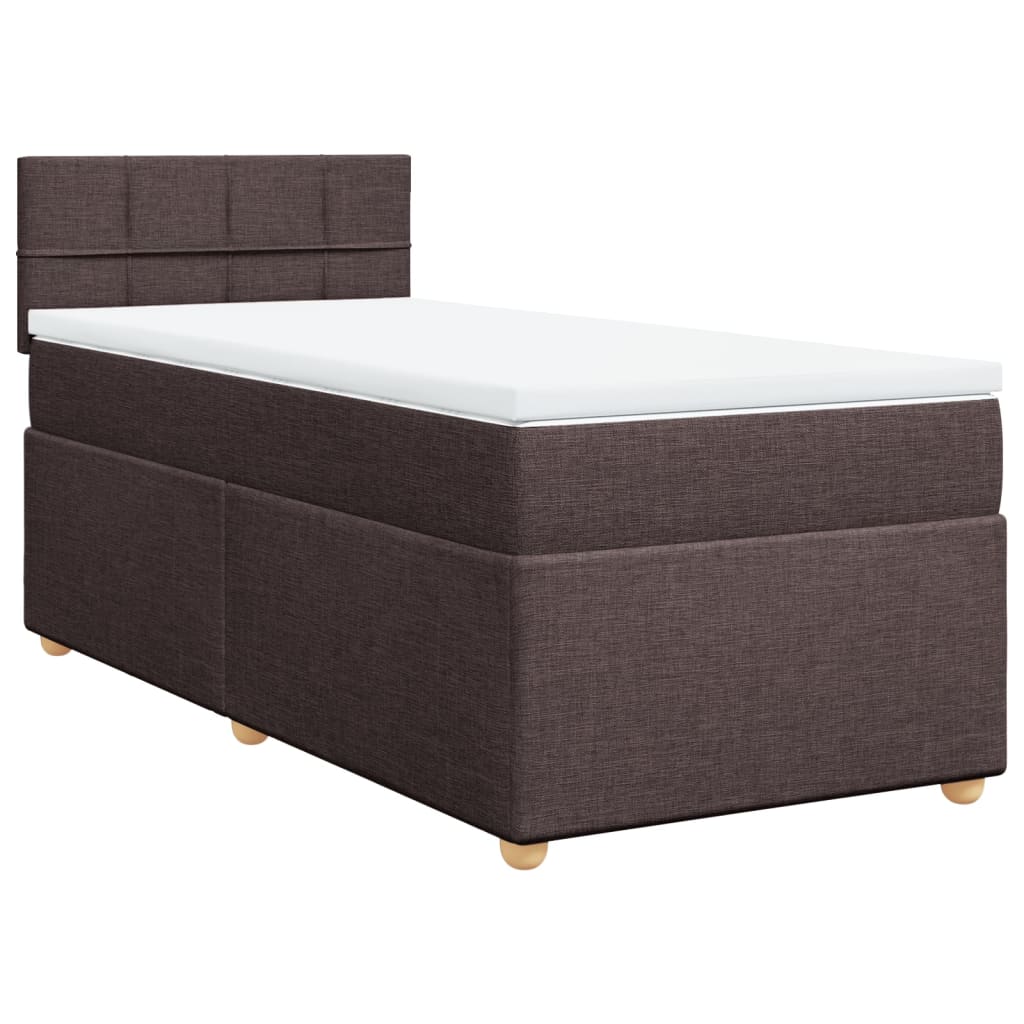 vidaXL Κρεβάτι Boxspring με Στρώμα Σκούρο Καφέ 80x200 εκ. Υφασμάτινο