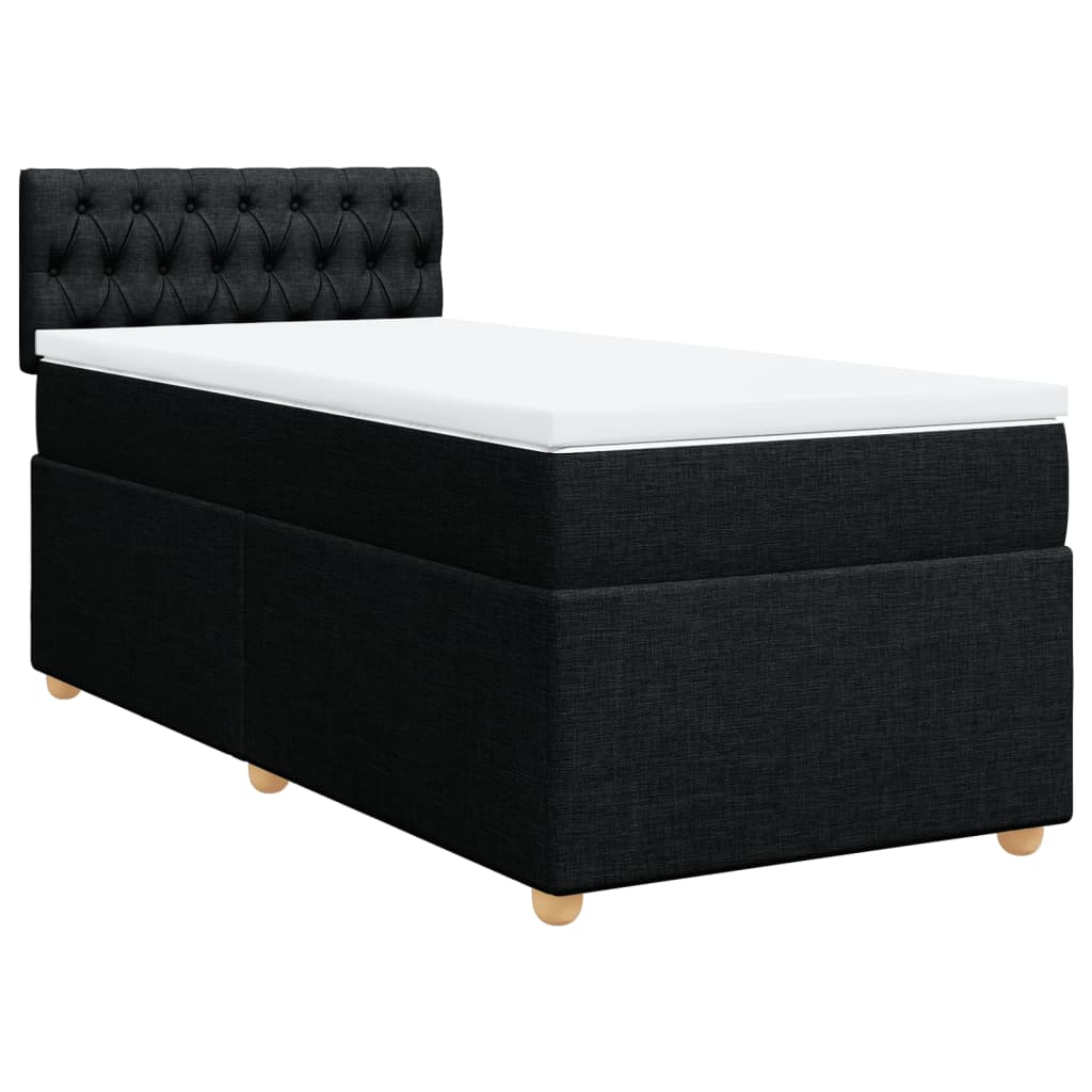 vidaXL Κρεβάτι Boxspring με Στρώμα Μαύρο 80 x 200 εκ. Υφασμάτινο