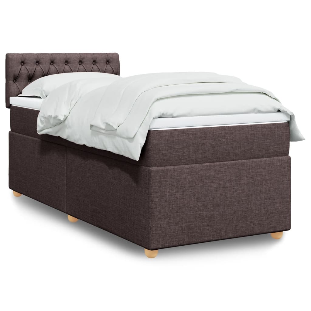 vidaXL Κρεβάτι Boxspring με Στρώμα Σκούρο Καφέ 80x200 εκ. Υφασμάτινο