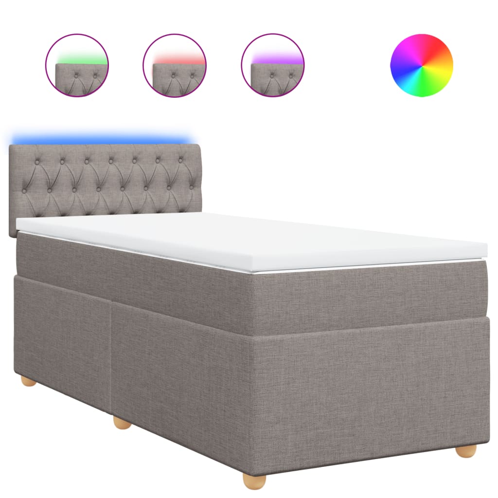 vidaXL Κρεβάτι Boxspring με Στρώμα Taupe 80x200 εκ. Υφασμάτινο
