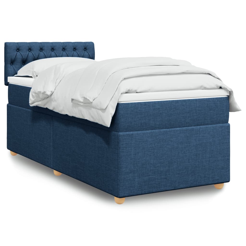 vidaXL Κρεβάτι Boxspring με Στρώμα Μπλε 80x200 εκ. Υφασμάτινο