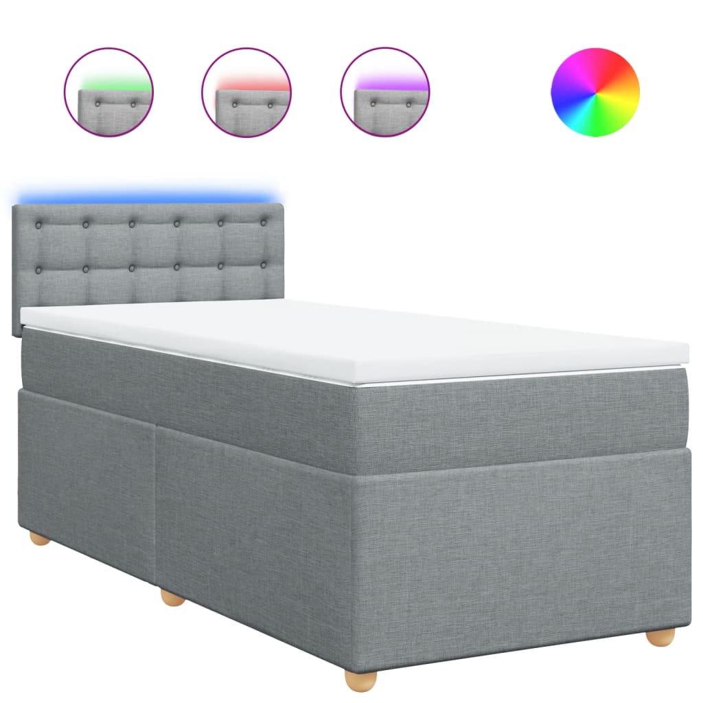 vidaXL Κρεβάτι Boxspring με Στρώμα Ανοιχτό Γκρι 80x200 εκ. Υφασμάτινο