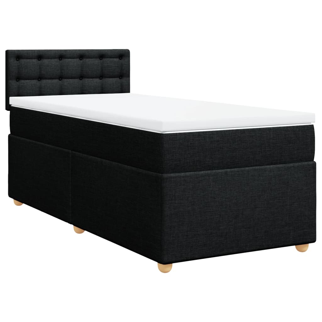 vidaXL Κρεβάτι Boxspring με Στρώμα Μαύρο 80 x 200 εκ. Υφασμάτινο