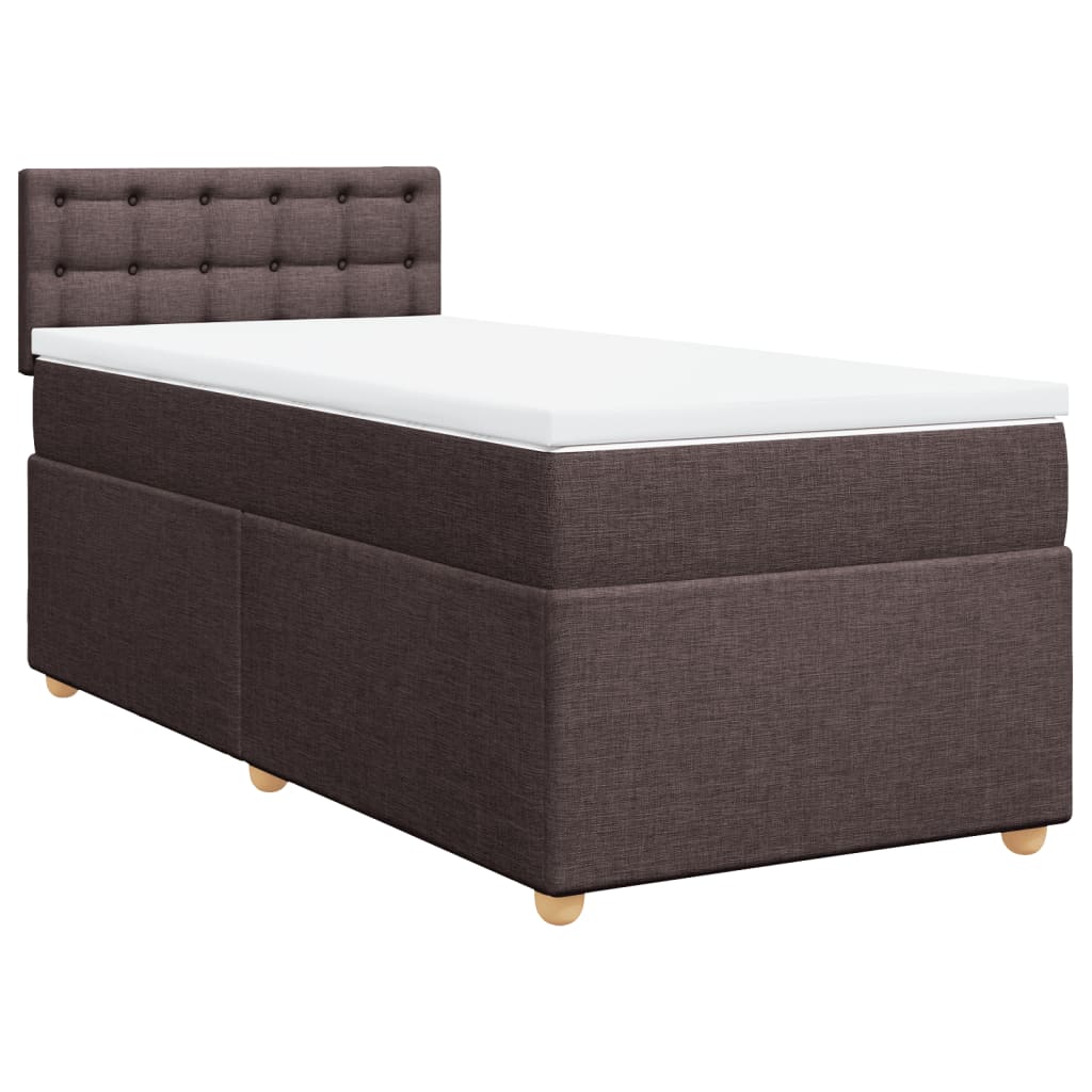 vidaXL Κρεβάτι Boxspring με Στρώμα Σκούρο Καφέ 80x200 εκ. Υφασμάτινο