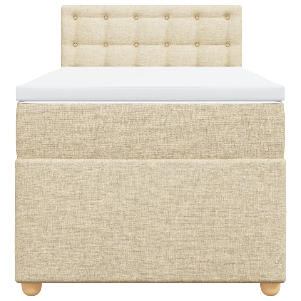 vidaXL Κρεβάτι Boxspring με Στρώμα Κρεμ 80 x 200 εκ. Υφασμάτινο