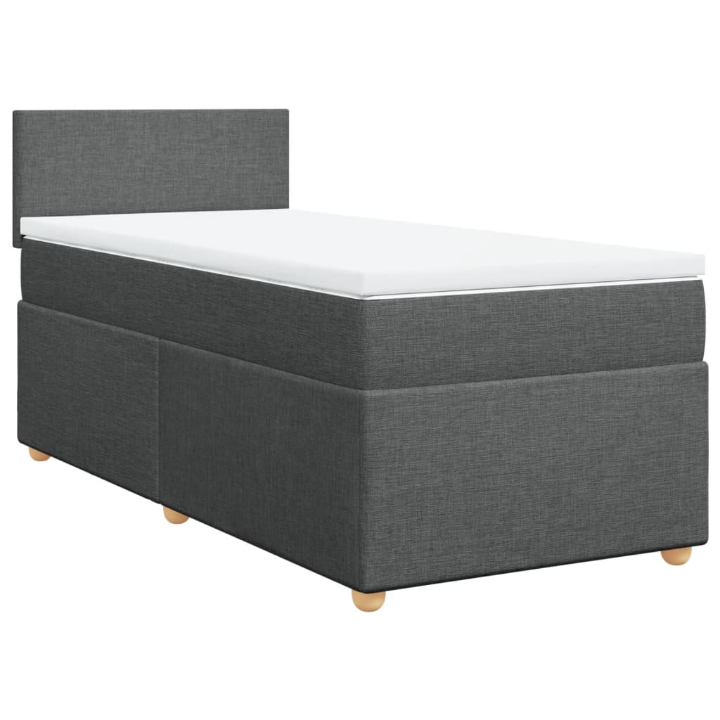vidaXL Κρεβάτι Boxspring με Στρώμα Σκούρο Γκρι 90x190 εκ. Υφασμάτινο