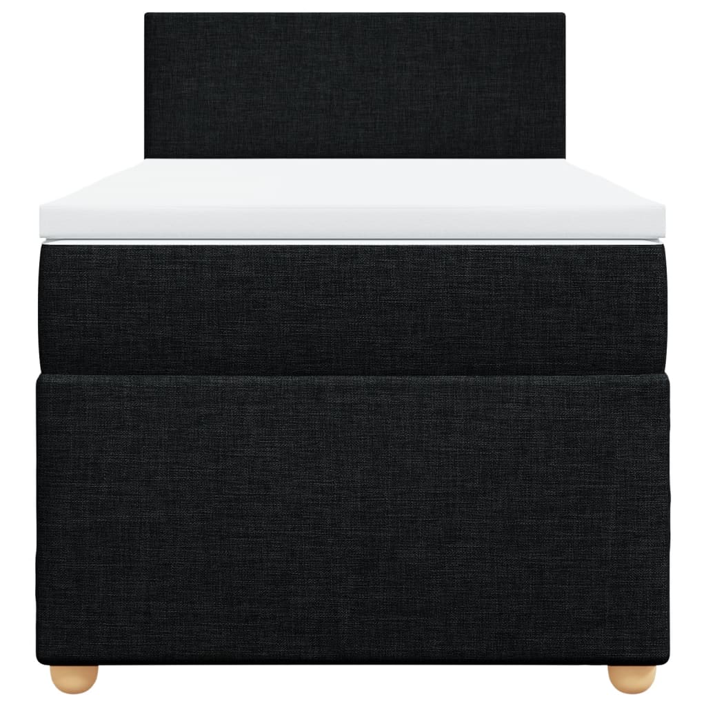 vidaXL Κρεβάτι Boxspring με Στρώμα Μαύρο 90x190 εκ.Υφασμάτινο