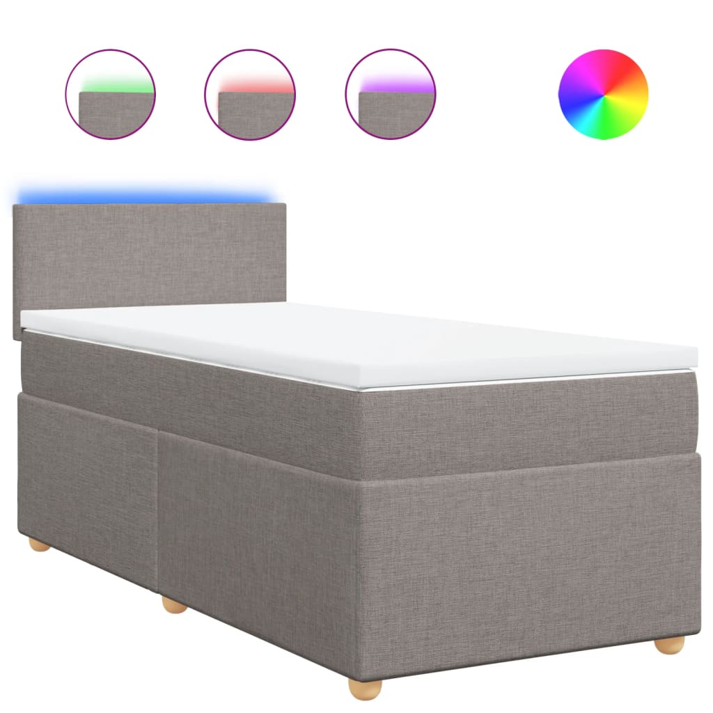 vidaXL Κρεβάτι Boxspring με Στρώμα Taupe 90x190 εκ.Υφασμάτινο