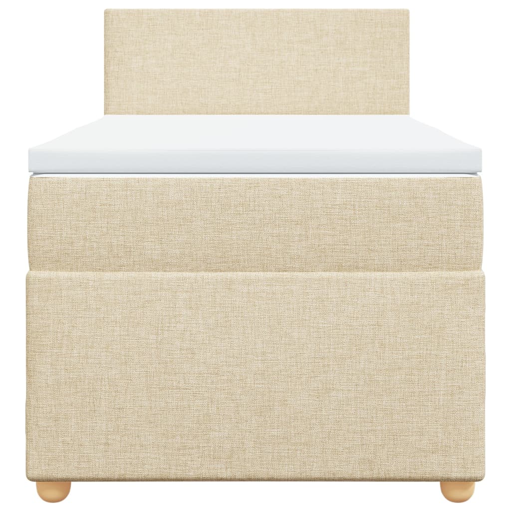 vidaXL Κρεβάτι Boxspring με Στρώμα Κρεμ 90x190 εκ.Υφασμάτινο