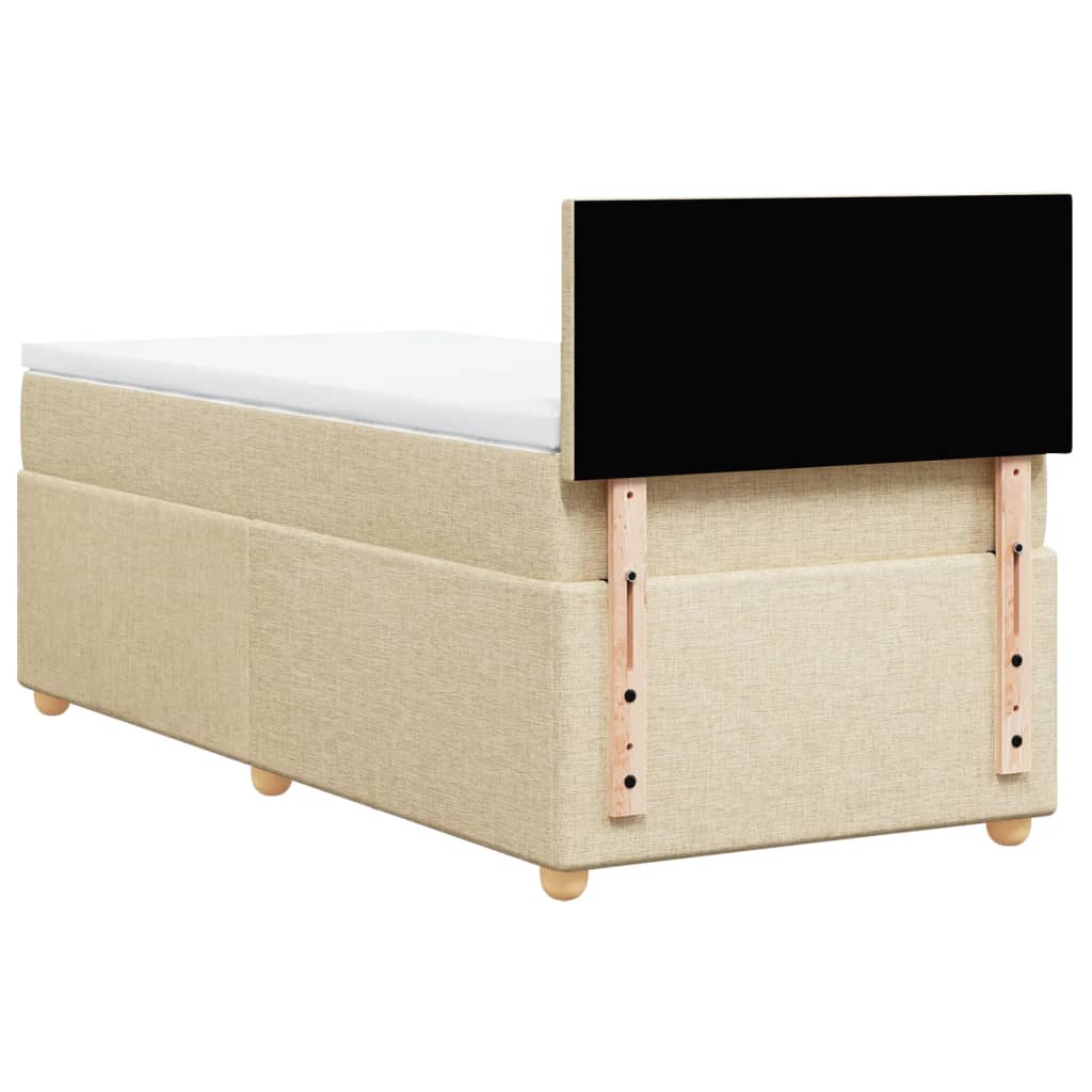 vidaXL Κρεβάτι Boxspring με Στρώμα Κρεμ 90x190 εκ.Υφασμάτινο
