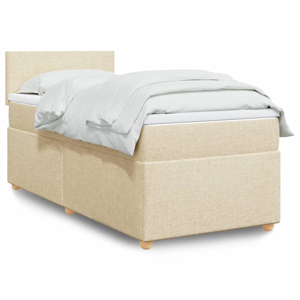 vidaXL Κρεβάτι Boxspring με Στρώμα Κρεμ 90x190 εκ.Υφασμάτινο