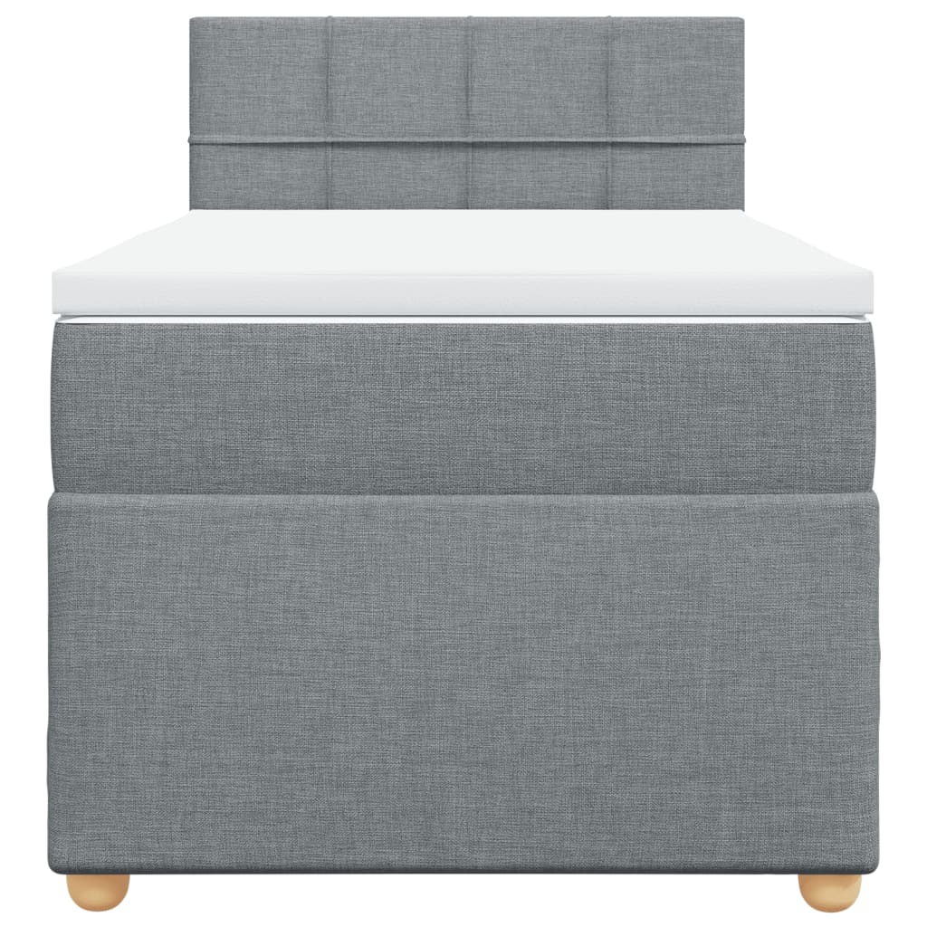 vidaXL Κρεβάτι Boxspring με Στρώμα Ανοιχτό Γκρι 90x190 εκ. Υφασμάτινο