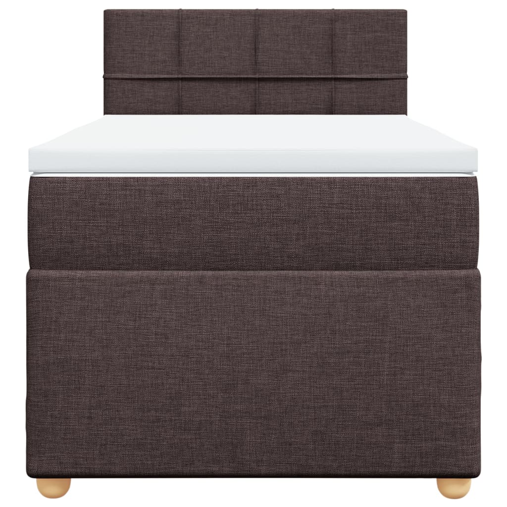 vidaXL Κρεβάτι Boxspring με Στρώμα Σκούρο Καφέ 90x190 εκ. Υφασμάτινο