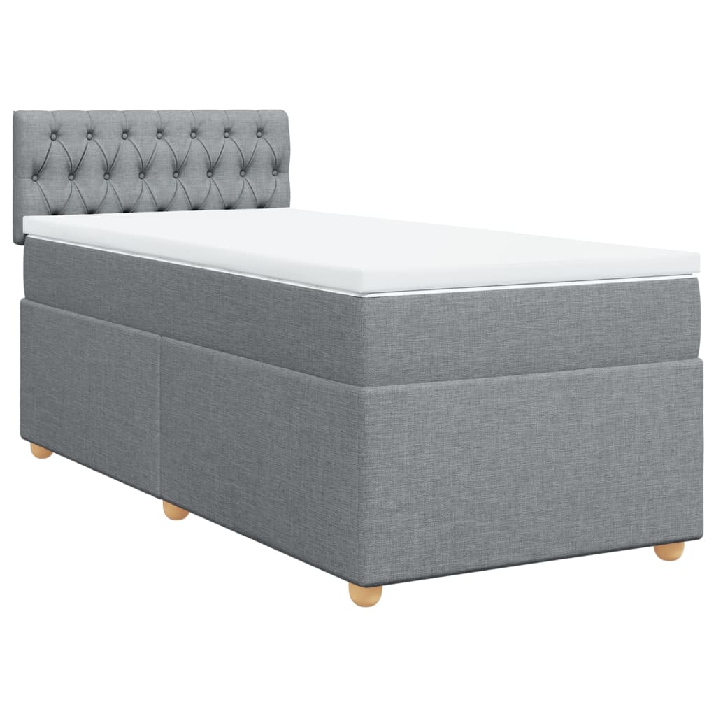 vidaXL Κρεβάτι Boxspring με Στρώμα Ανοιχτό Γκρι 90x190 εκ. Υφασμάτινο