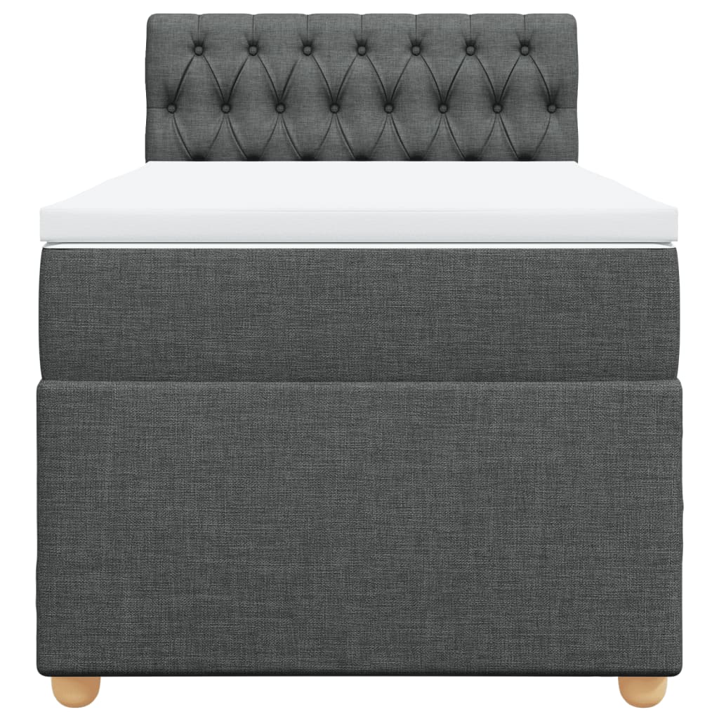 vidaXL Κρεβάτι Boxspring με Στρώμα Σκούρο Γκρι 90x190 εκ. Υφασμάτινο