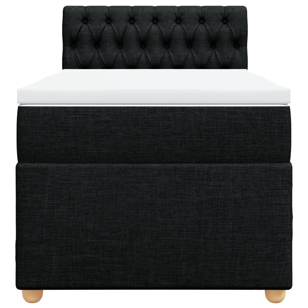 vidaXL Κρεβάτι Boxspring με Στρώμα Μαύρο 90x190 εκ.Υφασμάτινο