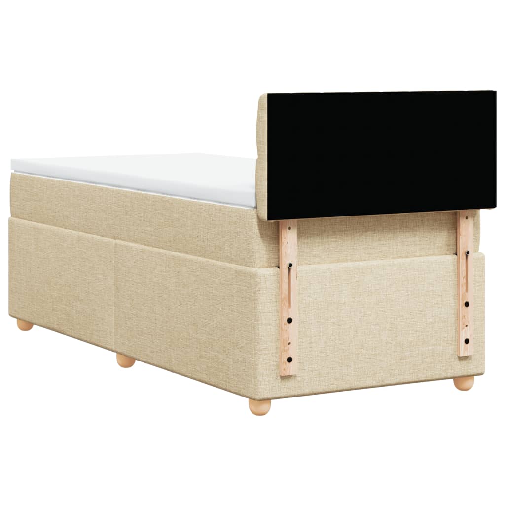 vidaXL Κρεβάτι Boxspring με Στρώμα Κρεμ 90x190 εκ.Υφασμάτινο