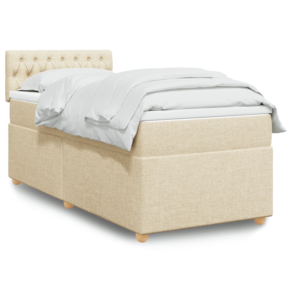 vidaXL Κρεβάτι Boxspring με Στρώμα Κρεμ 90x190 εκ.Υφασμάτινο