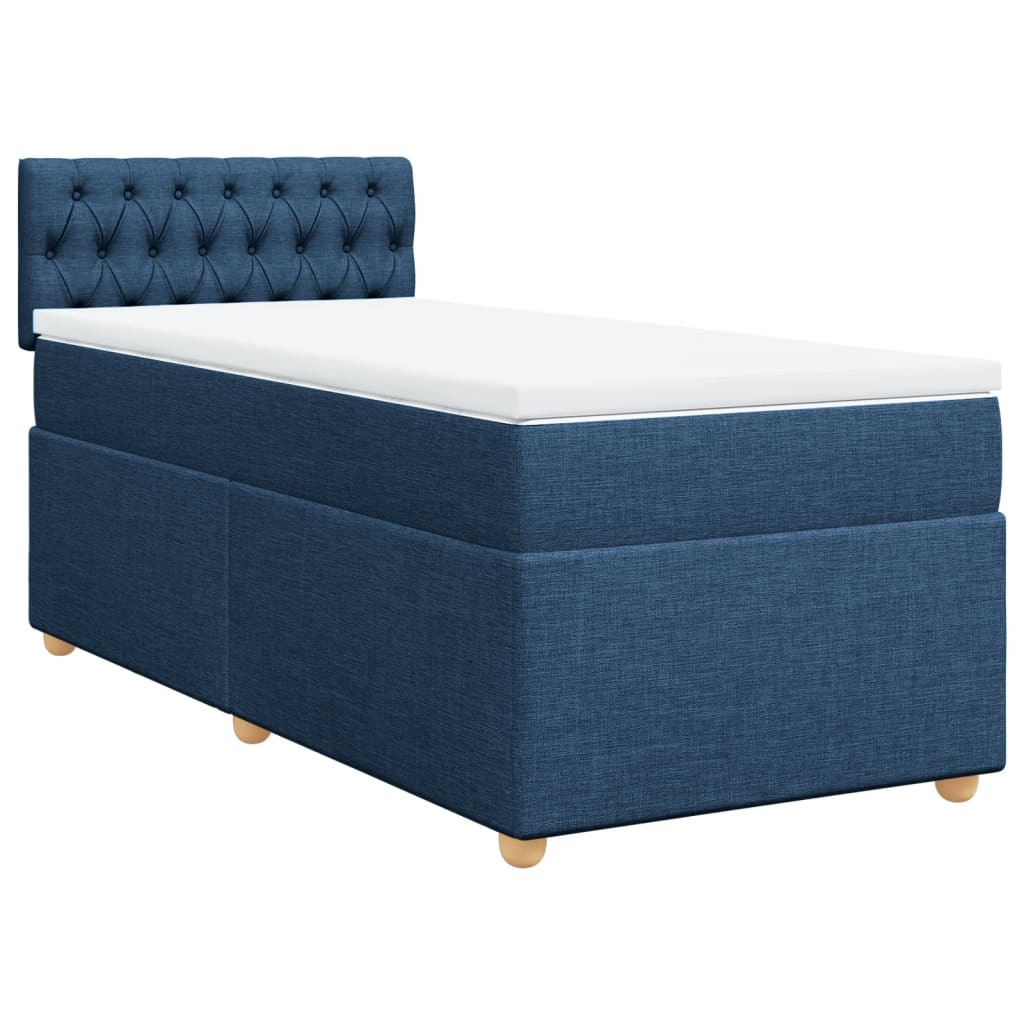 vidaXL Κρεβάτι Boxspring με Στρώμα Μπλε 90x190 εκ.Υφασμάτινο
