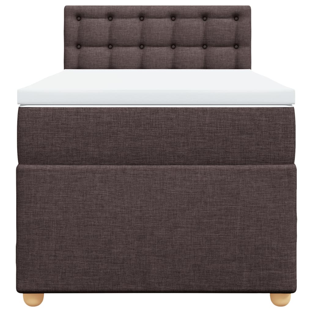 vidaXL Κρεβάτι Boxspring με Στρώμα Σκούρο Καφέ 90x190 εκ. Υφασμάτινο
