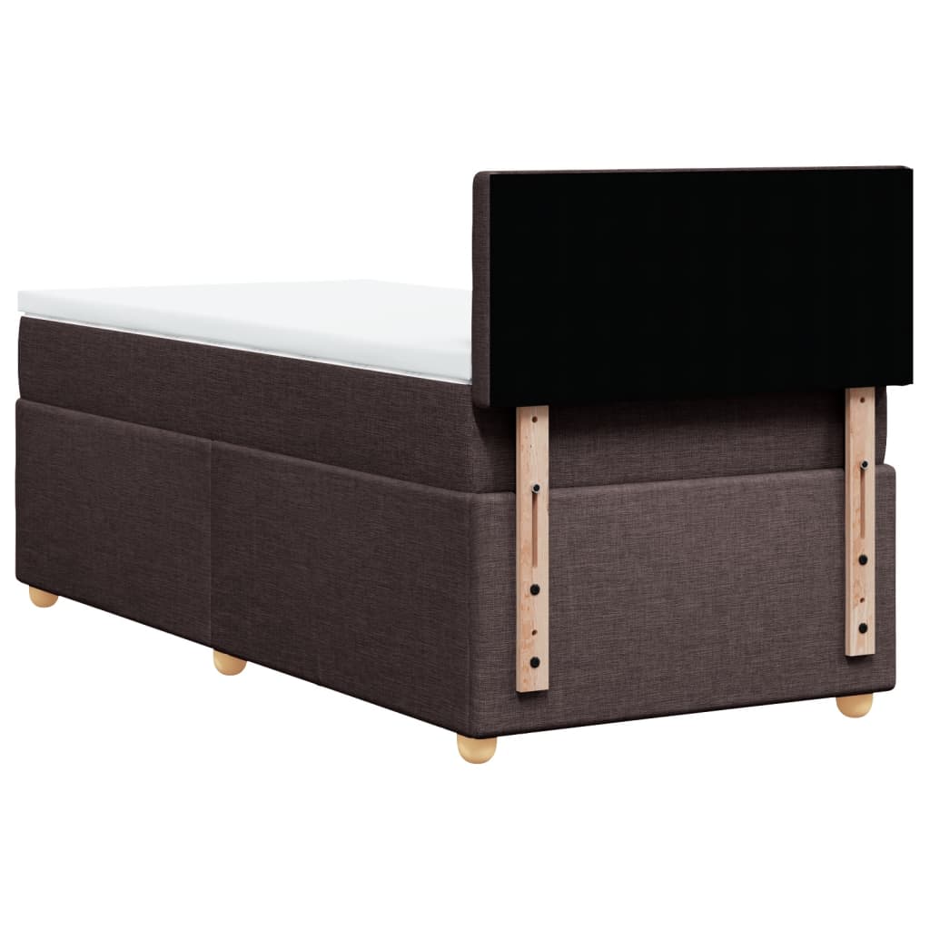 vidaXL Κρεβάτι Boxspring με Στρώμα Σκούρο Καφέ 90x190 εκ. Υφασμάτινο