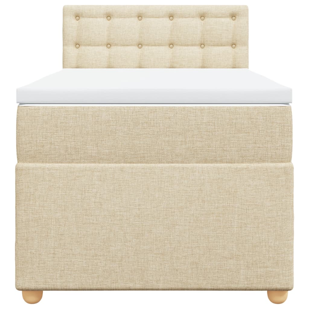 vidaXL Κρεβάτι Boxspring με Στρώμα Κρεμ 90x190 εκ.Υφασμάτινο