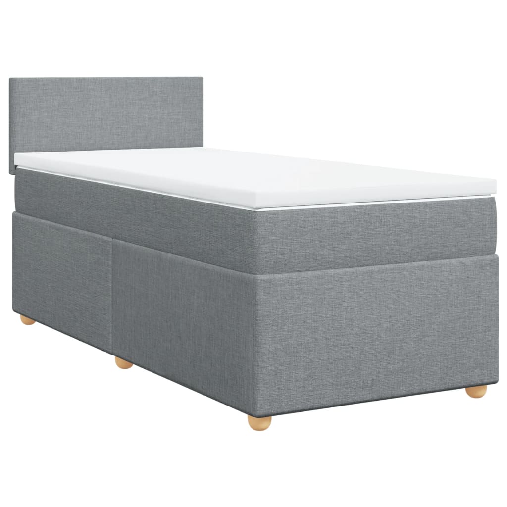 vidaXL Κρεβάτι Boxspring με Στρώμα Ανοιχτό Γκρι 90x200 εκ. Υφασμάτινο