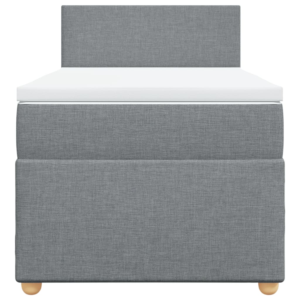 vidaXL Κρεβάτι Boxspring με Στρώμα Ανοιχτό Γκρι 90x200 εκ. Υφασμάτινο