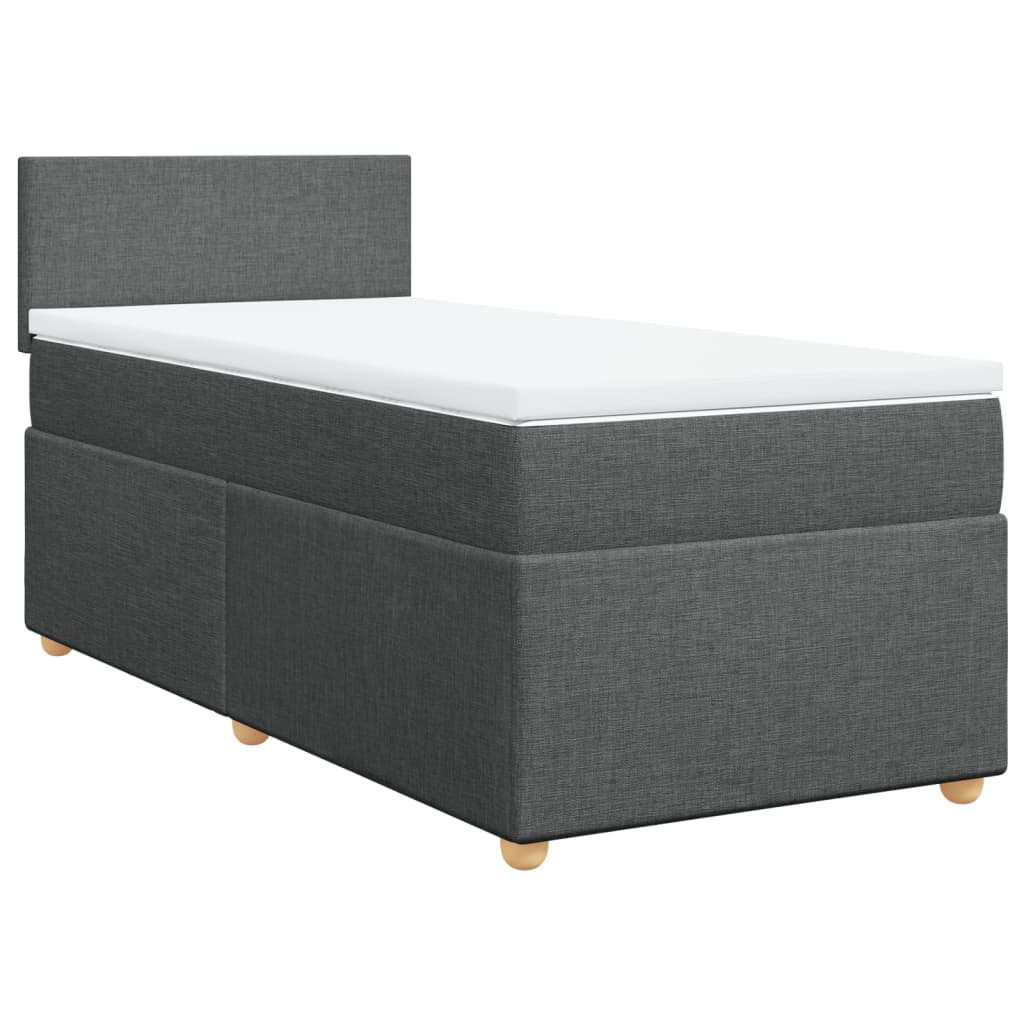 vidaXL Κρεβάτι Boxspring με Στρώμα Σκούρο Γκρι 90x200 εκ. Υφασμάτινο