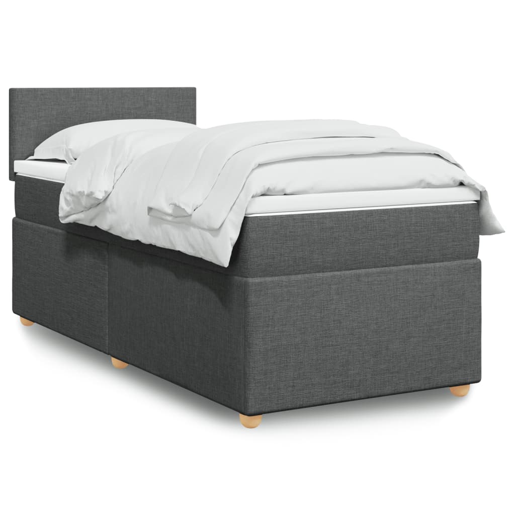 vidaXL Κρεβάτι Boxspring με Στρώμα Σκούρο Γκρι 90x200 εκ. Υφασμάτινο
