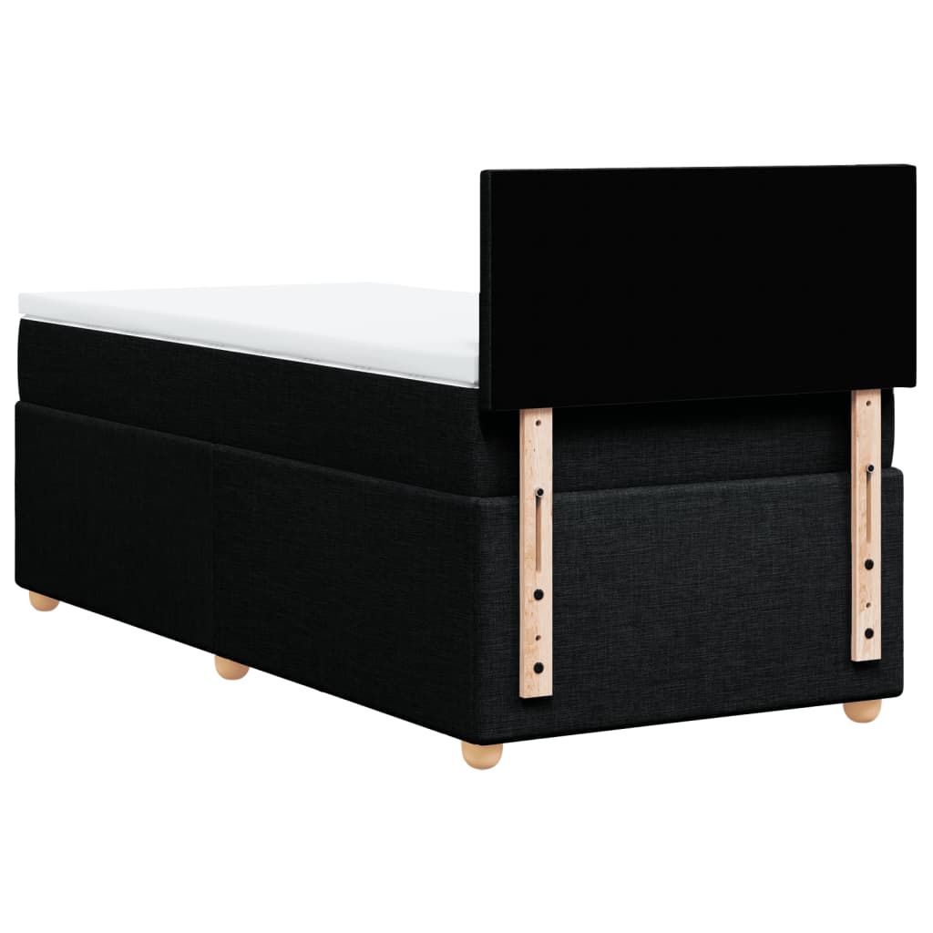 vidaXL Κρεβάτι Boxspring με Στρώμα Μαύρο 90x200 εκ. Υφασμάτινο