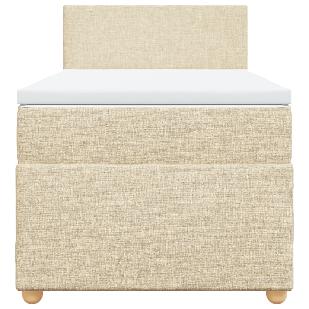 vidaXL Κρεβάτι Boxspring με Στρώμα Κρεμ 90x200 εκ.Υφασμάτινο