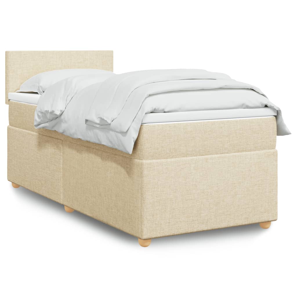 vidaXL Κρεβάτι Boxspring με Στρώμα Κρεμ 90x200 εκ.Υφασμάτινο
