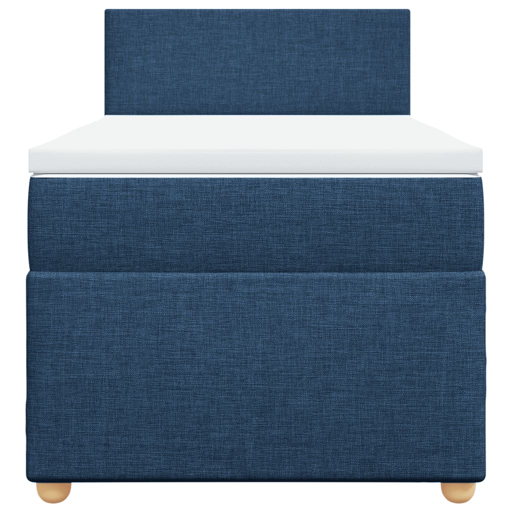 vidaXL Κρεβάτι Boxspring με Στρώμα Μπλε 90x200 εκ.Υφασμάτινο