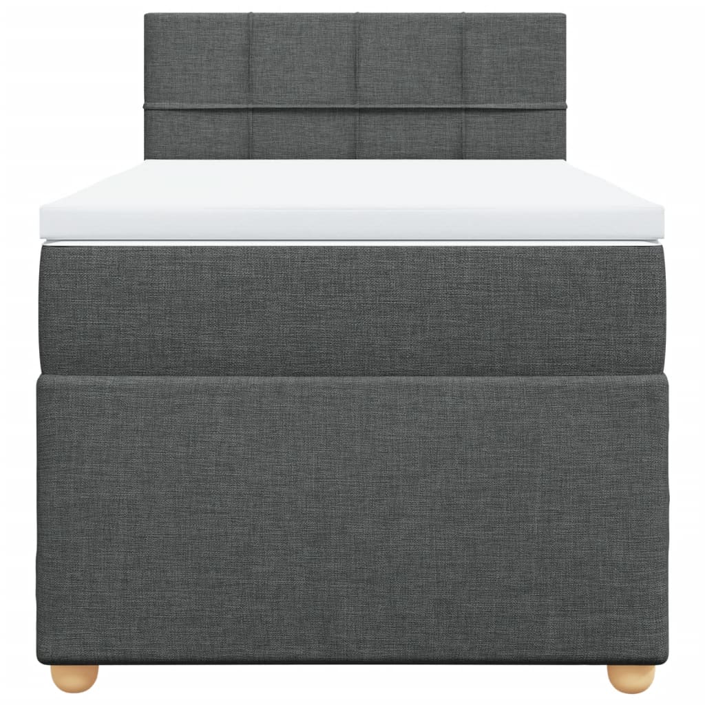 vidaXL Κρεβάτι Boxspring με Στρώμα Σκούρο Γκρι 90x200 εκ. Υφασμάτινο