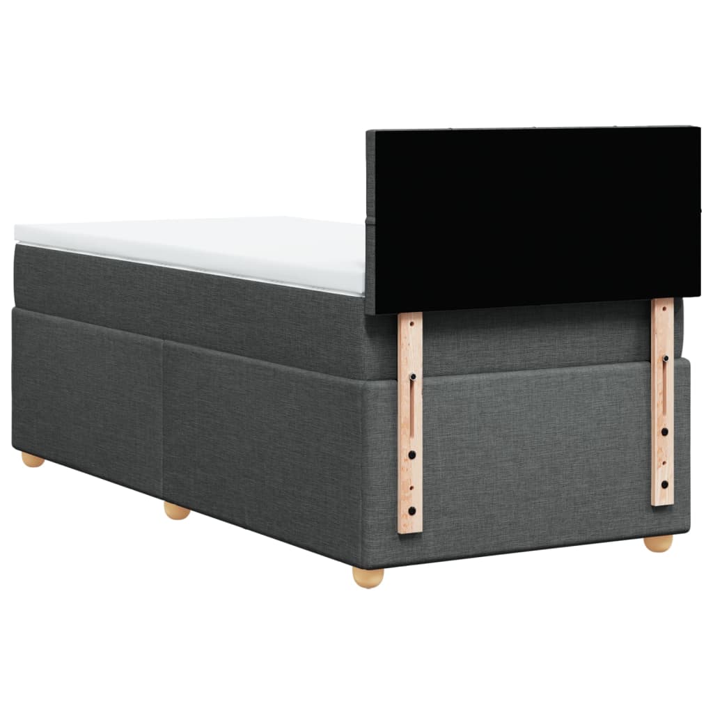 vidaXL Κρεβάτι Boxspring με Στρώμα Σκούρο Γκρι 90x200 εκ. Υφασμάτινο