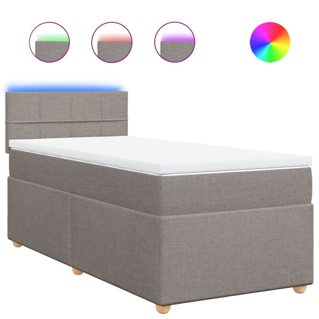 vidaXL Κρεβάτι Boxspring με Στρώμα Taupe 90x200 εκ. Υφασμάτινο
