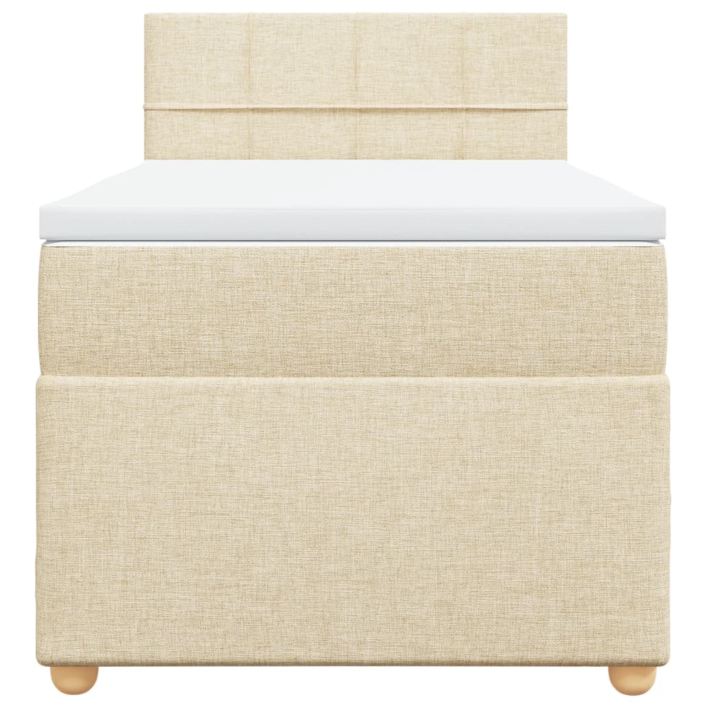 vidaXL Κρεβάτι Boxspring με Στρώμα Κρεμ 90x200 εκ.Υφασμάτινο