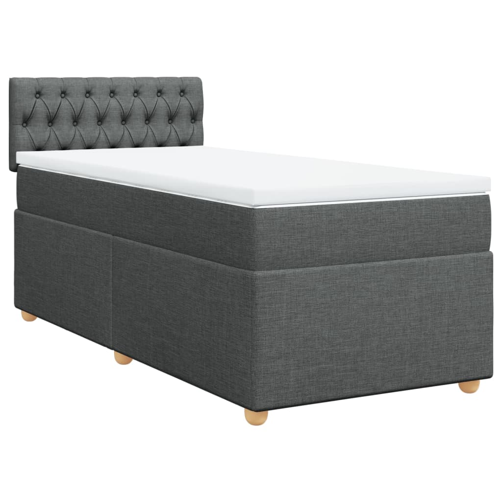 vidaXL Κρεβάτι Boxspring με Στρώμα Σκούρο Γκρι 90x200 εκ. Υφασμάτινο